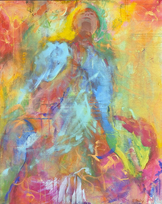 Climber, 24" x 30" Mixed media, acrylic, oil and oil stick on canvas, framed