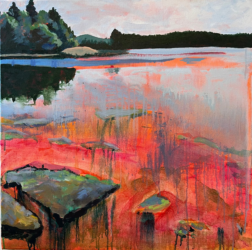 Out and Back, 18" x 18"m Mixed media on Canvas, framed