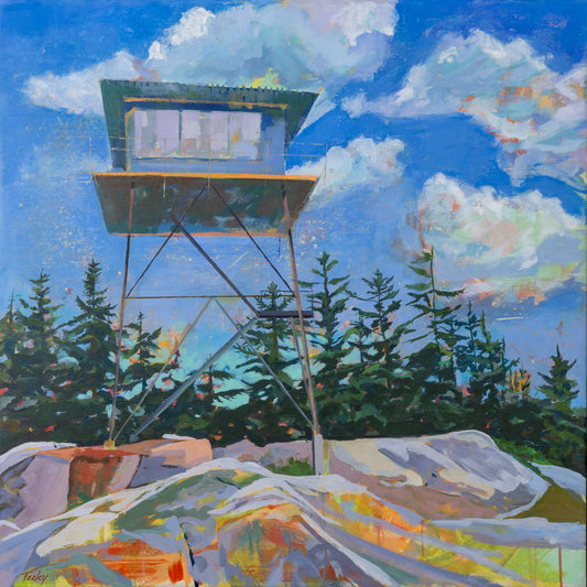 Fire Tower, 36" x 36", Acrylic on Canvas, framed