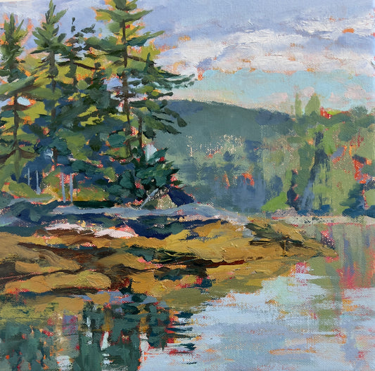 Somes Harbor, South, 12" x 12", oil on canvas wrapped cradled birch
