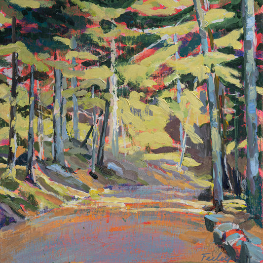 Little Long Pond 12” x 12”,   layers of acrylic, oil paint on birch panel, framed