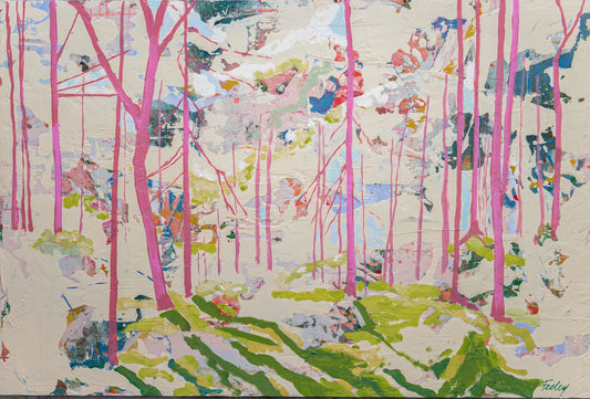 South Causeway Light. 24” x 36” Available through Cygnet Gallery, Poured latex paint and oil paints and oil sticks on birch panel