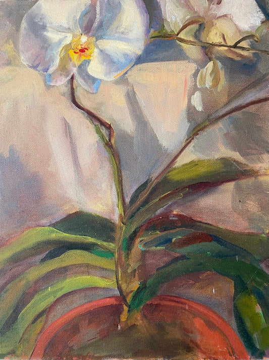 Orchids, 14" x 18" Oil on canvas.