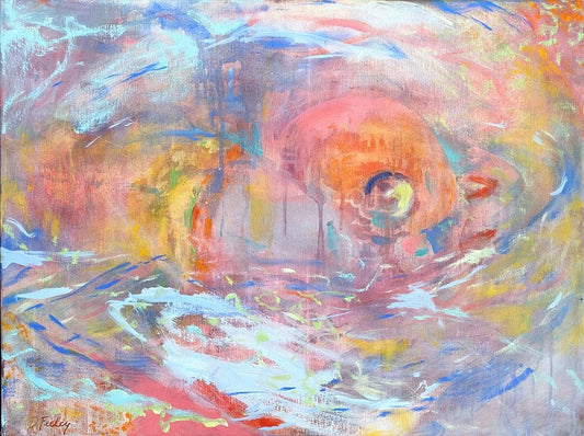 Lobster Buoy, 24" x 18" Mixed media, acrylic, oil & oil stick on canvas, framed