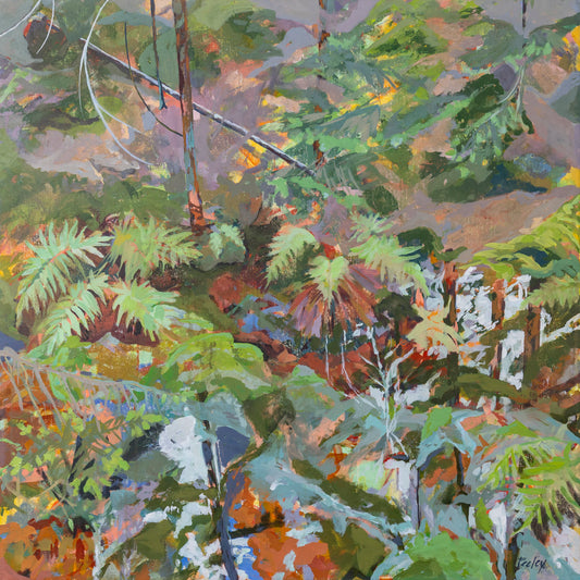 Bird Song. Available through Cygnet Gallery, Southwest Harbor, ME. 36" x 36", acrylic on Canvas, framed