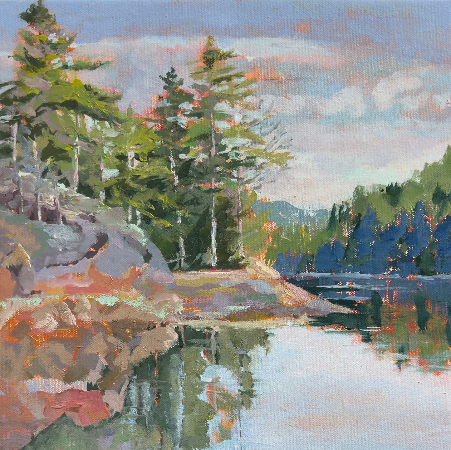 From the Dock, Somes Harbor, available at Cygnet Gallery, Southwest Harbor, ME. 12" x 12", Oil on canvas wrapped on birch panel.